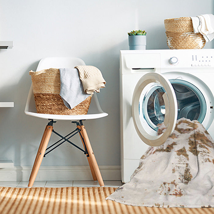 Machine Washable Abstract Champagne Beige Rug in a Washing Machine, wshabs953