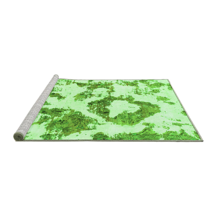 Sideview of Machine Washable Abstract Green Modern Area Rugs, wshabs953grn