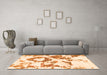 Machine Washable Abstract Orange Modern Area Rugs in a Living Room, wshabs953org