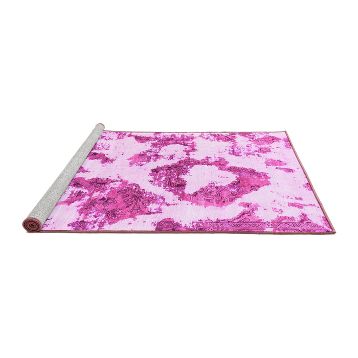 Sideview of Machine Washable Abstract Pink Modern Rug, wshabs953pnk