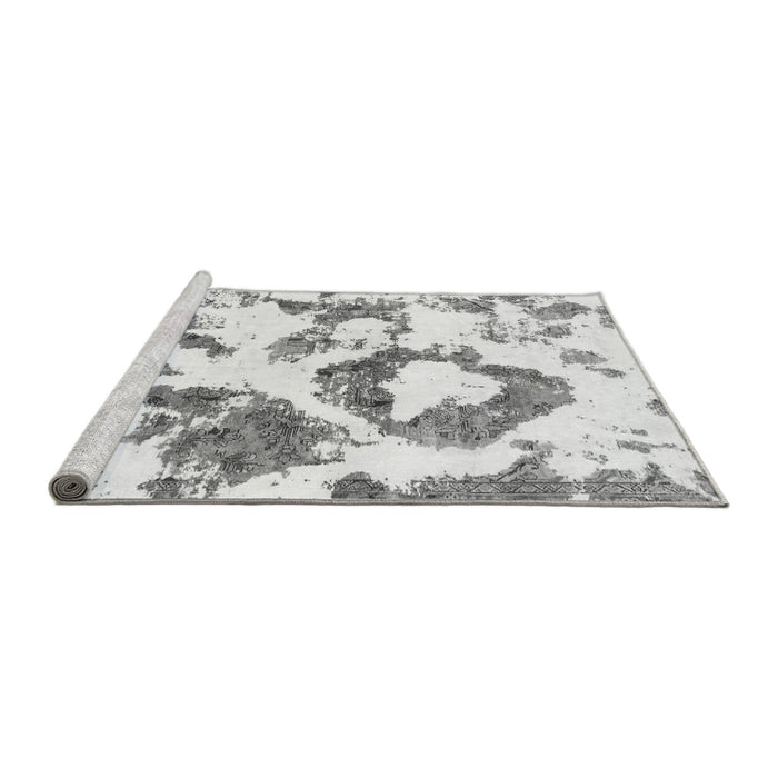 Sideview of Machine Washable Abstract Gray Modern Rug, wshabs953gry