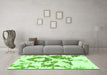 Machine Washable Abstract Green Modern Area Rugs in a Living Room,, wshabs953grn