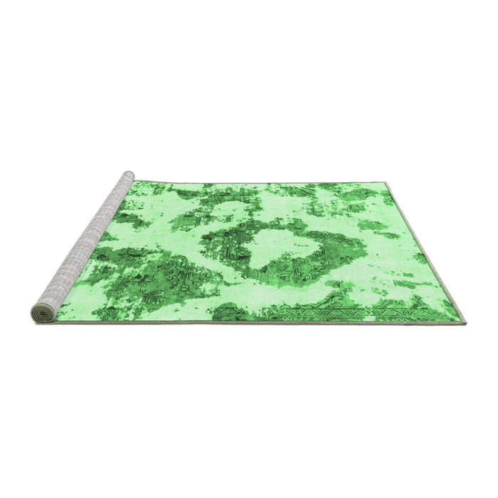 Sideview of Machine Washable Abstract Emerald Green Modern Area Rugs, wshabs953emgrn