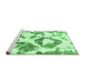 Sideview of Machine Washable Abstract Emerald Green Modern Area Rugs, wshabs953emgrn