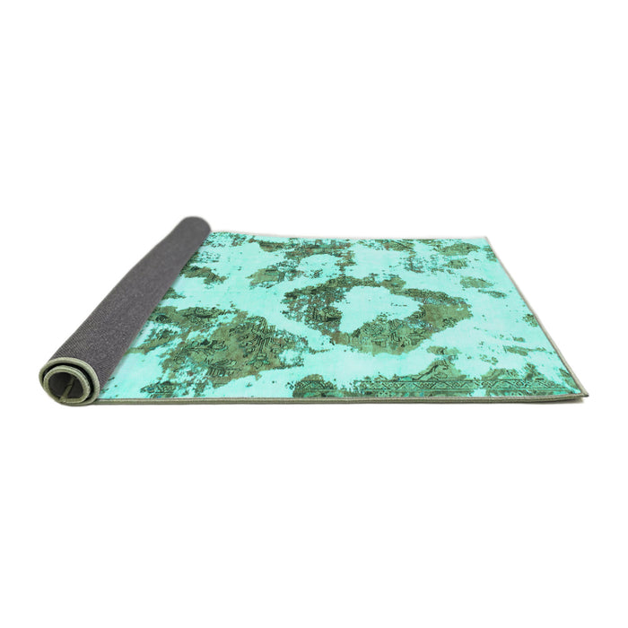 Sideview of Abstract Turquoise Modern Rug, abs953turq