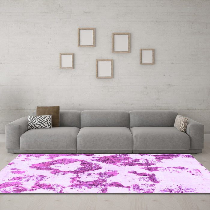 Machine Washable Abstract Purple Modern Area Rugs in a Living Room, wshabs953pur