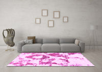 Machine Washable Abstract Pink Modern Rug, wshabs953pnk