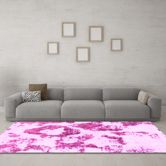 Machine Washable Abstract Pink Modern Rug in a Living Room, wshabs953pnk