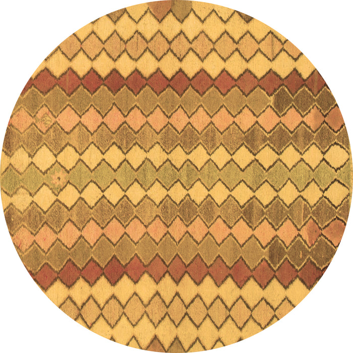 Round Machine Washable Southwestern Brown Country Rug, wshabs954brn