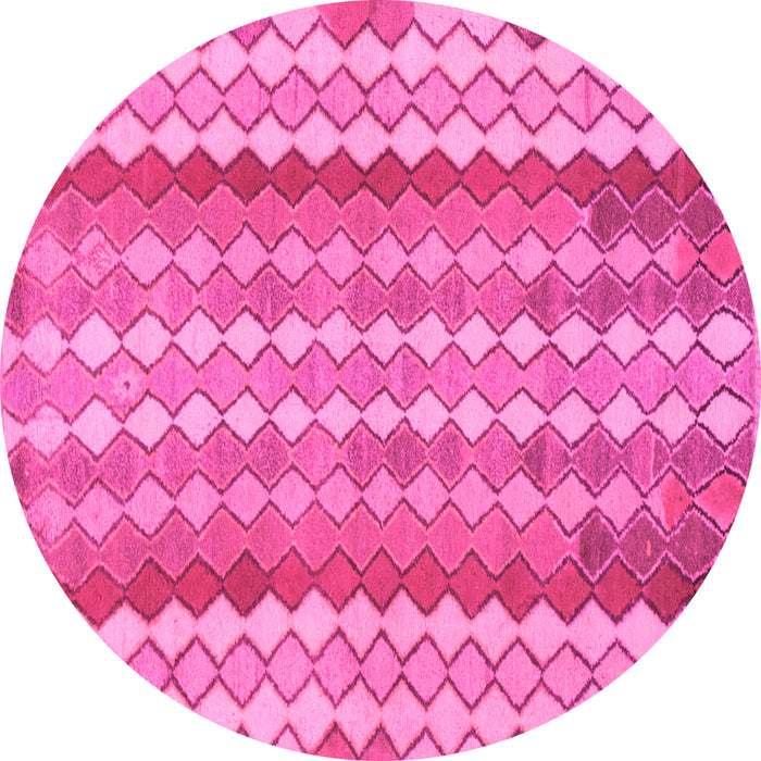 Round Machine Washable Southwestern Pink Country Rug, wshabs954pnk