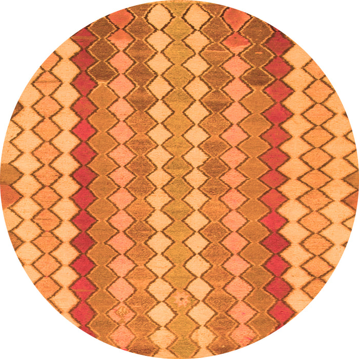 Round Machine Washable Southwestern Orange Country Area Rugs, wshabs954org