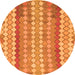 Round Machine Washable Southwestern Orange Country Area Rugs, wshabs954org