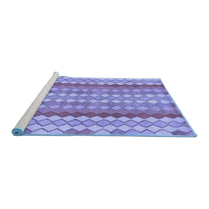 Sideview of Machine Washable Southwestern Blue Country Rug, wshabs954blu