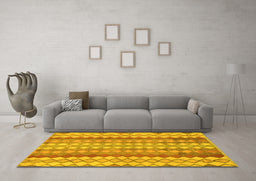 Machine Washable Southwestern Yellow Country Rug in a Living Room, wshabs954yw