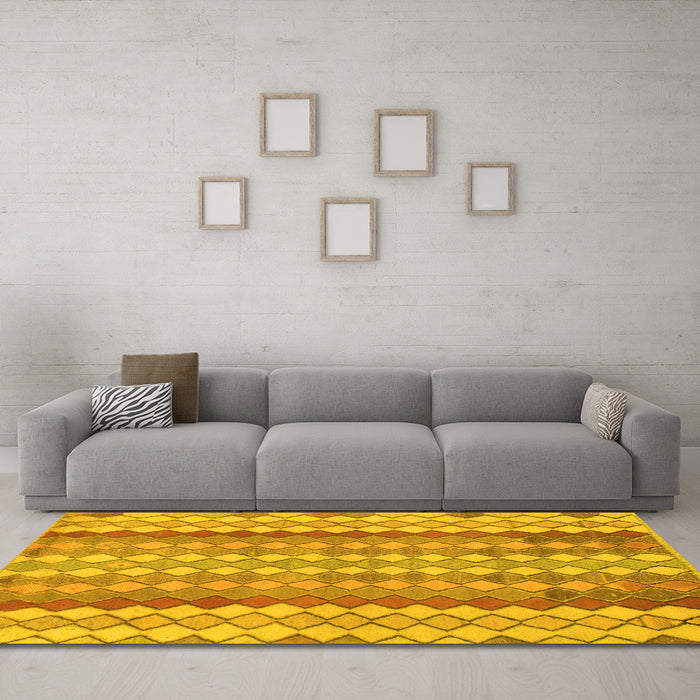 Machine Washable Southwestern Yellow Country Rug in a Living Room, wshabs954yw