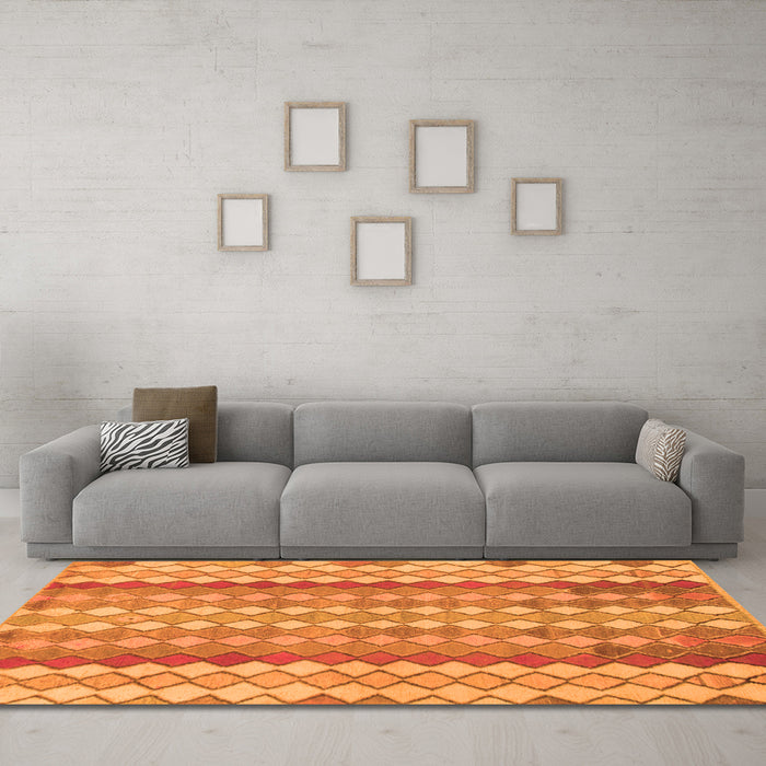 Machine Washable Southwestern Orange Country Area Rugs in a Living Room, wshabs954org