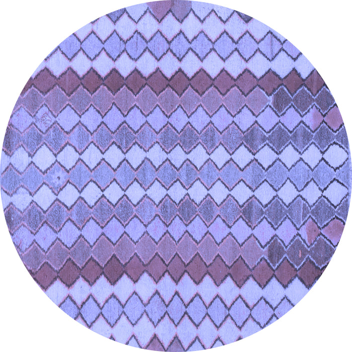 Round Machine Washable Southwestern Blue Country Rug, wshabs954blu