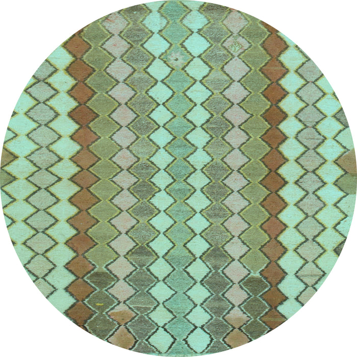 Round Southwestern Light Blue Country Rug, abs954lblu