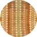 Round Machine Washable Abstract Sedona Brown Rug, wshabs954