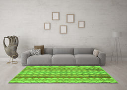 Machine Washable Southwestern Green Country Area Rugs in a Living Room,, wshabs954grn