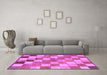 Machine Washable Checkered Purple Modern Area Rugs in a Living Room, wshabs955pur