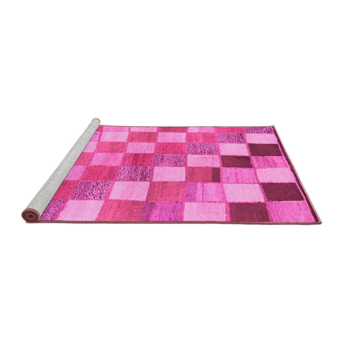 Sideview of Machine Washable Checkered Pink Modern Rug, wshabs955pnk