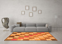 Machine Washable Checkered Orange Modern Rug, wshabs955org