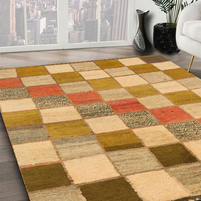 Abstract Orange Checkered Rug in Family Room, abs955