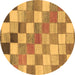 Round Machine Washable Checkered Brown Modern Rug, wshabs955brn