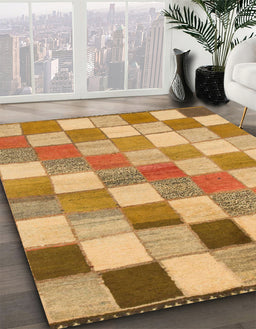 Machine Washable Abstract Orange Rug in a Family Room, wshabs955