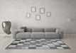 Machine Washable Checkered Gray Modern Rug in a Living Room,, wshabs955gry