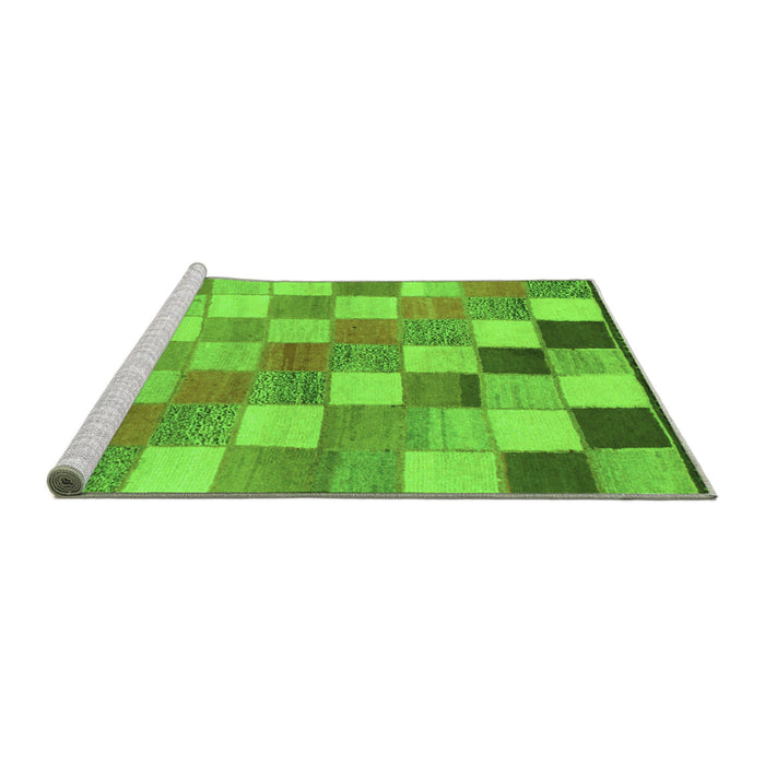 Sideview of Machine Washable Checkered Green Modern Area Rugs, wshabs955grn