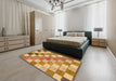 Abstract Orange Checkered Rug in a Bedroom, abs955