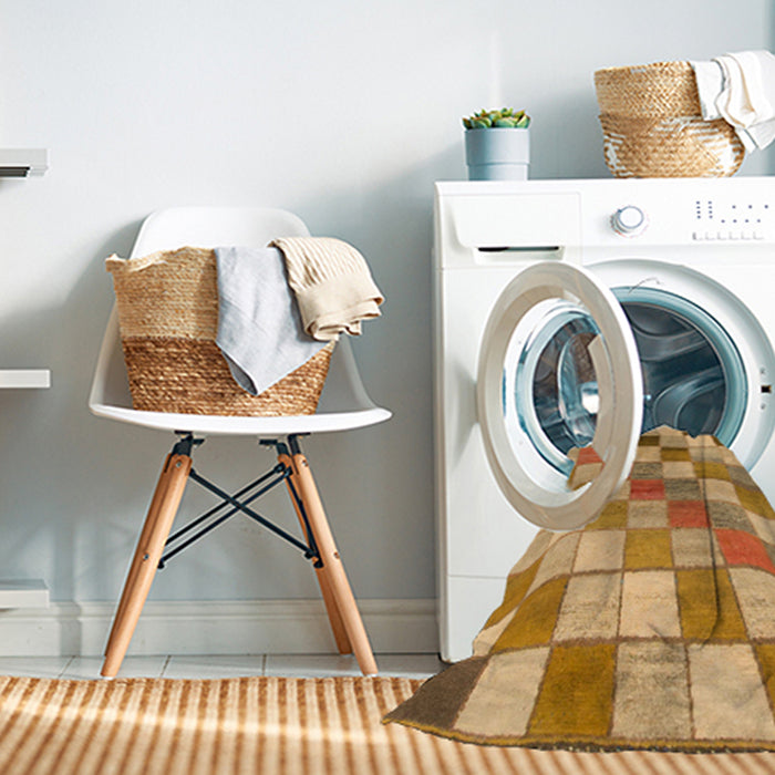 Machine Washable Abstract Orange Rug in a Washing Machine, wshabs955