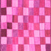 Square Machine Washable Checkered Pink Modern Rug, wshabs955pnk