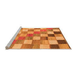 Sideview of Machine Washable Checkered Orange Modern Area Rugs, wshabs955org