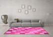 Machine Washable Checkered Pink Modern Rug in a Living Room, wshabs955pnk