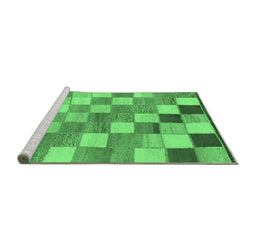 Sideview of Machine Washable Checkered Emerald Green Modern Area Rugs, wshabs955emgrn