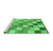 Sideview of Machine Washable Checkered Emerald Green Modern Area Rugs, wshabs955emgrn