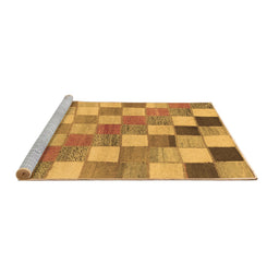 Sideview of Machine Washable Checkered Brown Modern Rug, wshabs955brn