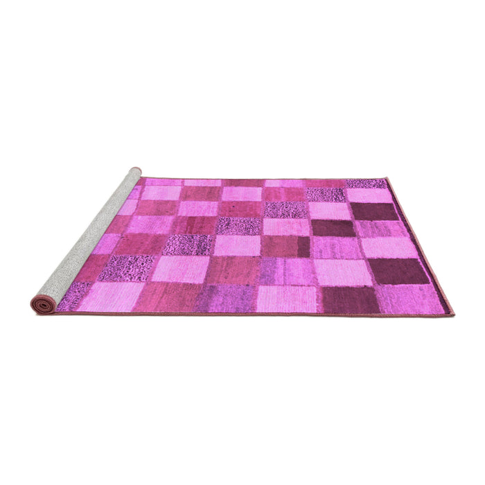 Sideview of Machine Washable Checkered Purple Modern Area Rugs, wshabs955pur
