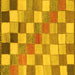Square Machine Washable Checkered Yellow Modern Rug, wshabs955yw