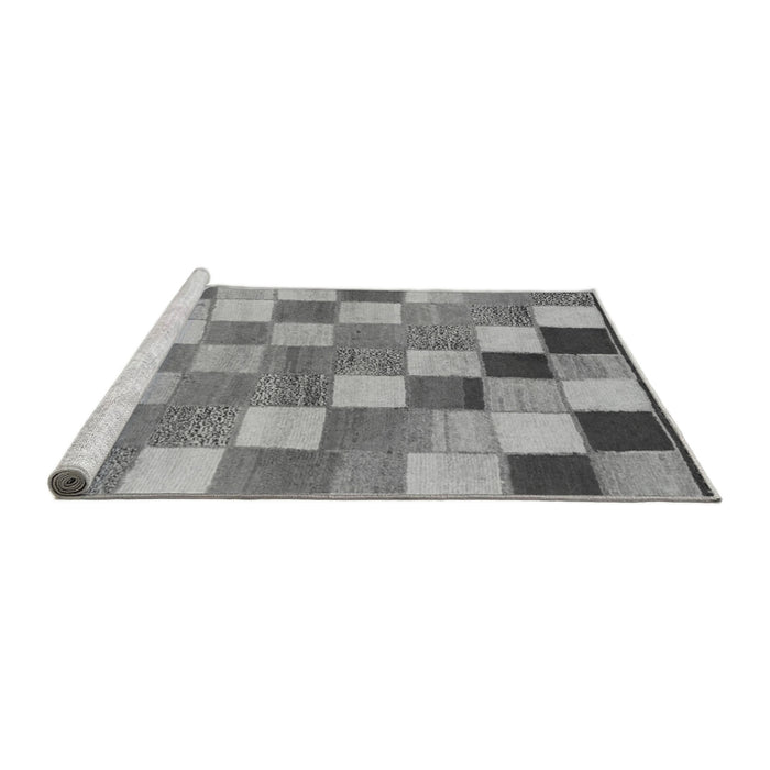 Sideview of Machine Washable Checkered Gray Modern Rug, wshabs955gry