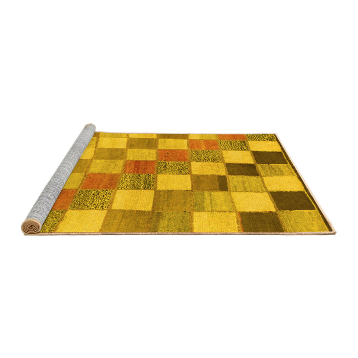 Sideview of Machine Washable Checkered Yellow Modern Rug, wshabs955yw