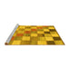 Sideview of Machine Washable Checkered Yellow Modern Rug, wshabs955yw