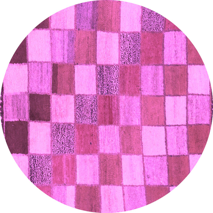 Round Machine Washable Checkered Purple Modern Area Rugs, wshabs955pur
