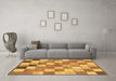 Machine Washable Checkered Brown Modern Rug in a Living Room,, wshabs955brn