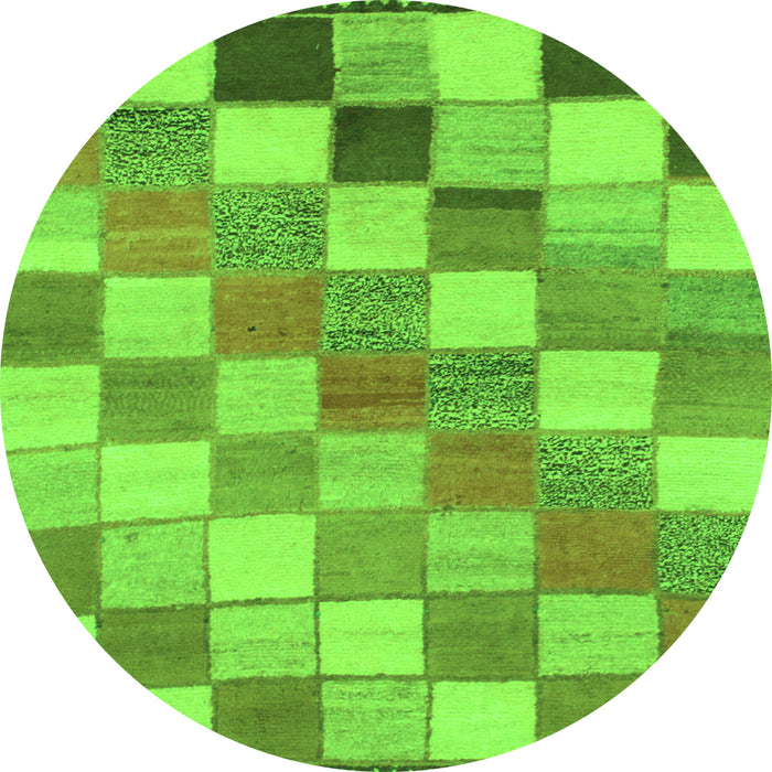 Round Checkered Green Modern Rug, abs955grn