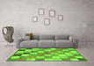 Machine Washable Checkered Green Modern Area Rugs in a Living Room,, wshabs955grn