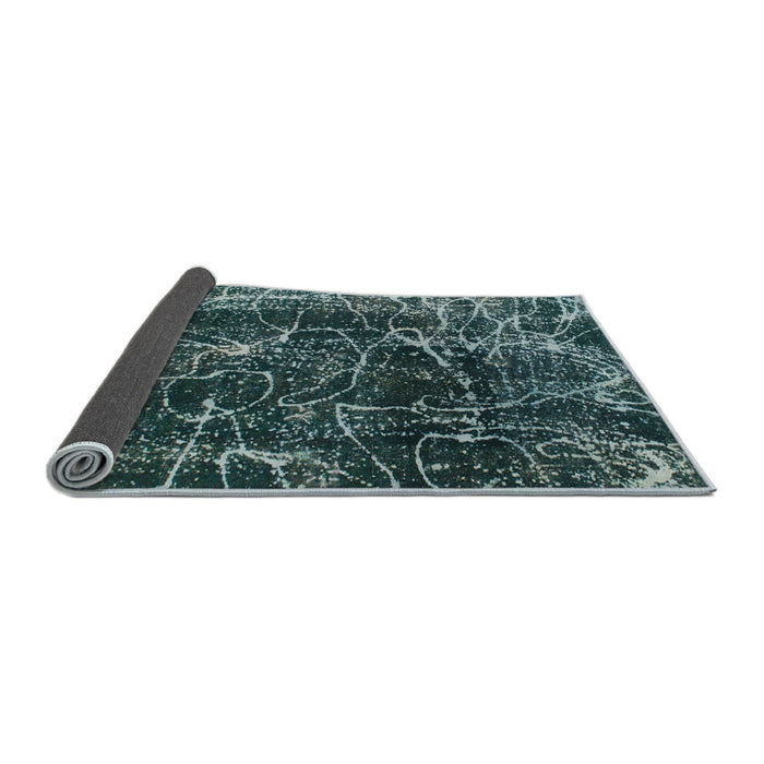 Sideview of Abstract Cadet Blue Green Modern Rug, abs956